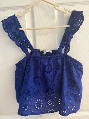 Celebrity Pink Royal Blue Eyelet crop top